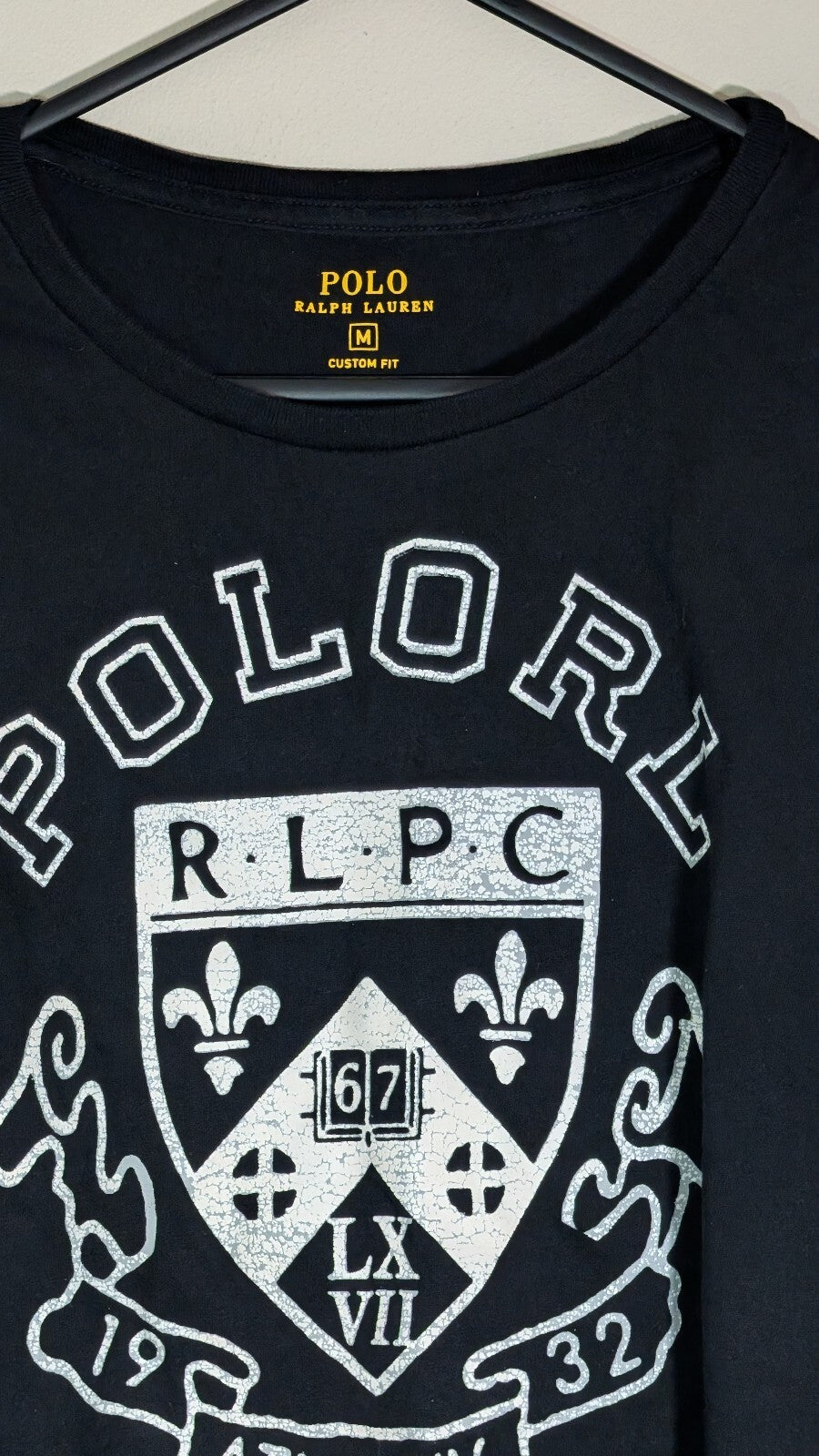 Ralph Lauren Men's Custom Fit T Shirt - Black - Size Medium