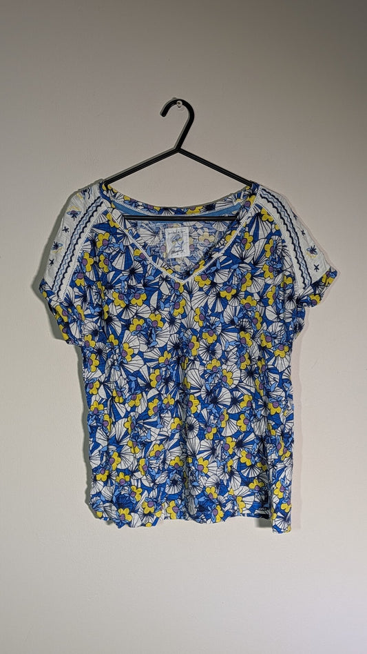 Mantaray Women's Floral T Shirt - Blue - Size 14