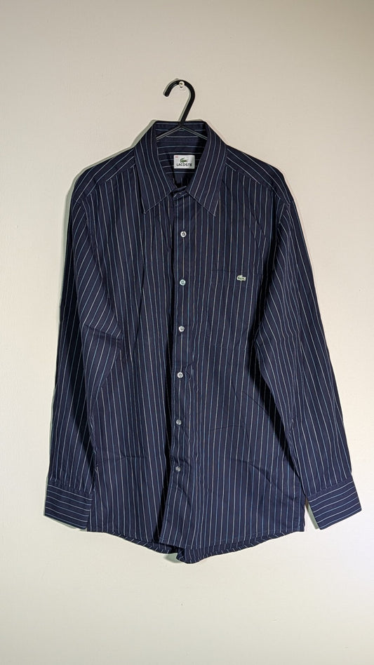 Lacoste Men's Striped Shirt - Navy - Size 40 / Medium