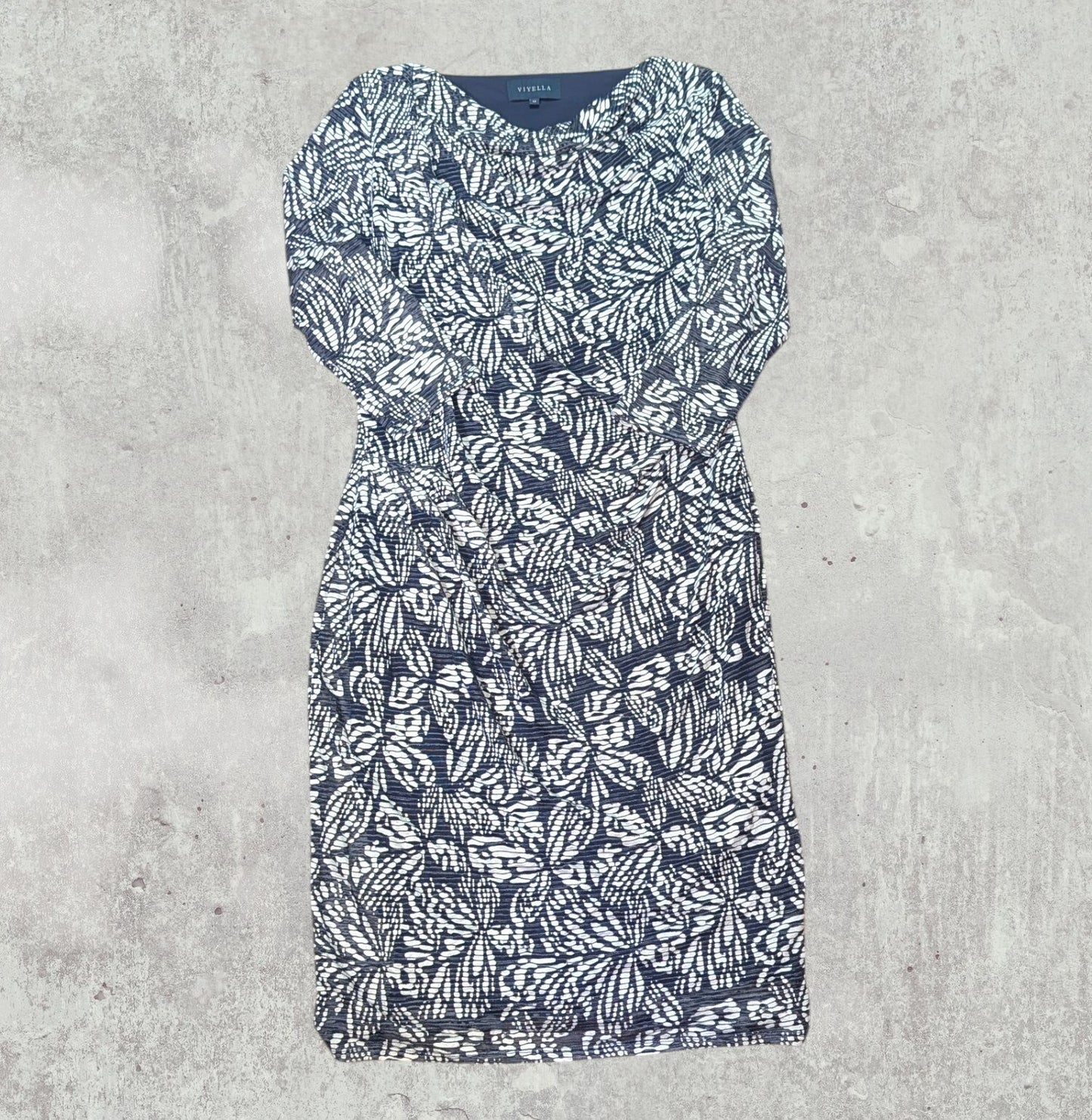 Viyella Women's Floral Dress - Navy - Size 12