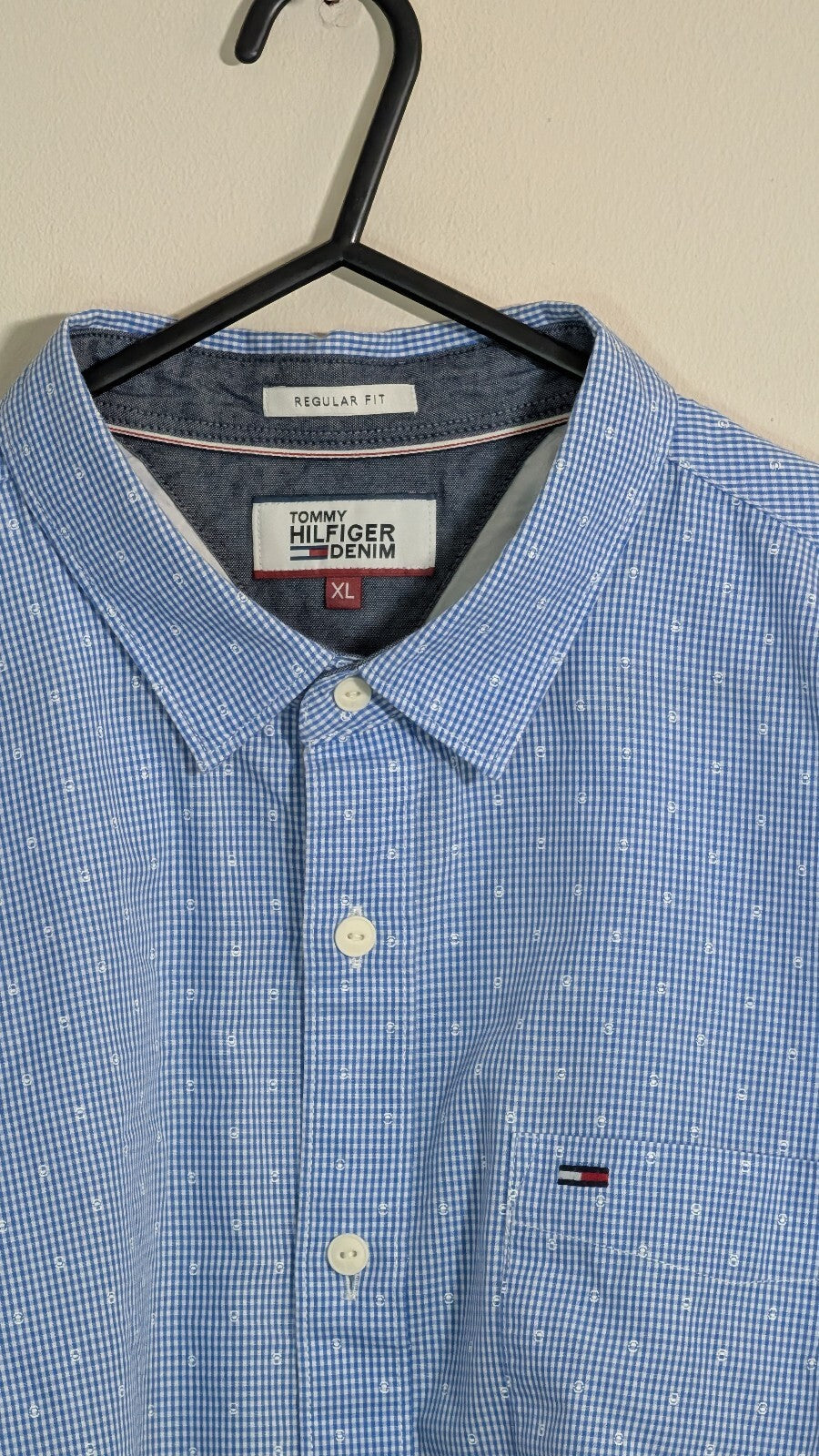 Tommy Hilfiger Men's Check Shirt - Blue - Size XL