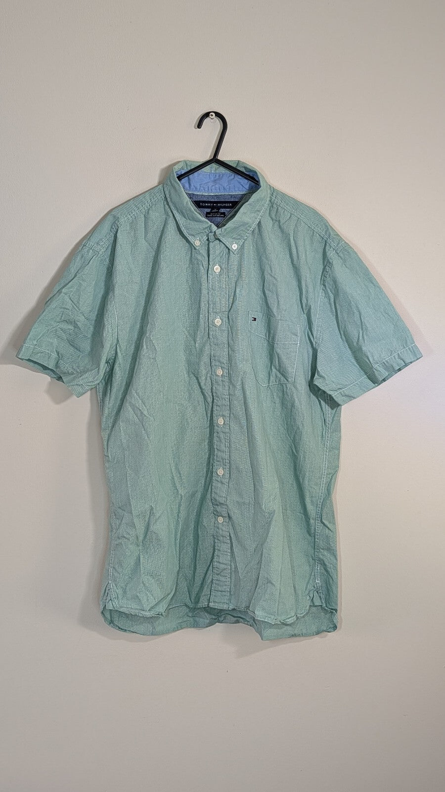 Tommy Hilfiger Men's Custom Fit Check Shirt - Green - Size XL