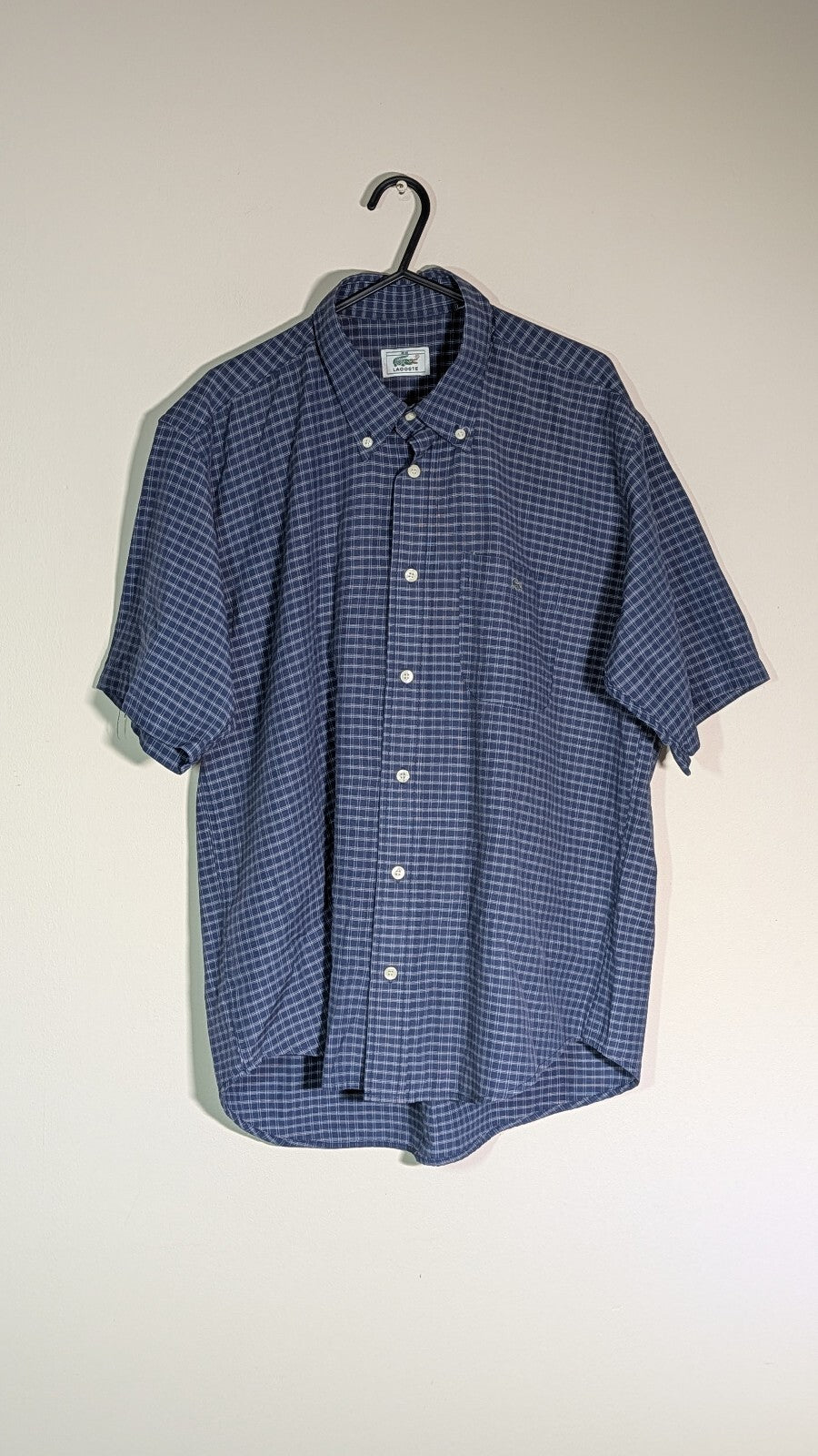 Lacoste Men's Check Shirt - Navy - Size 42 / Large