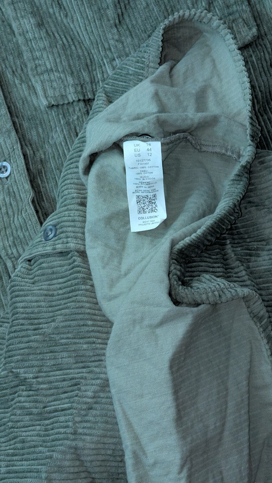 Collusion Women's Corduroy Dress - Green - Size 16