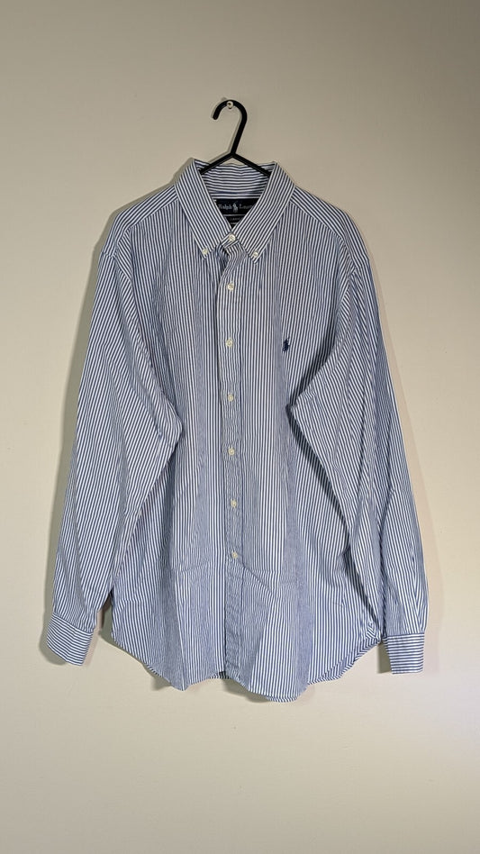 Ralph Lauren Men's Classic Fit Striped Shirt - Blue - Size XL