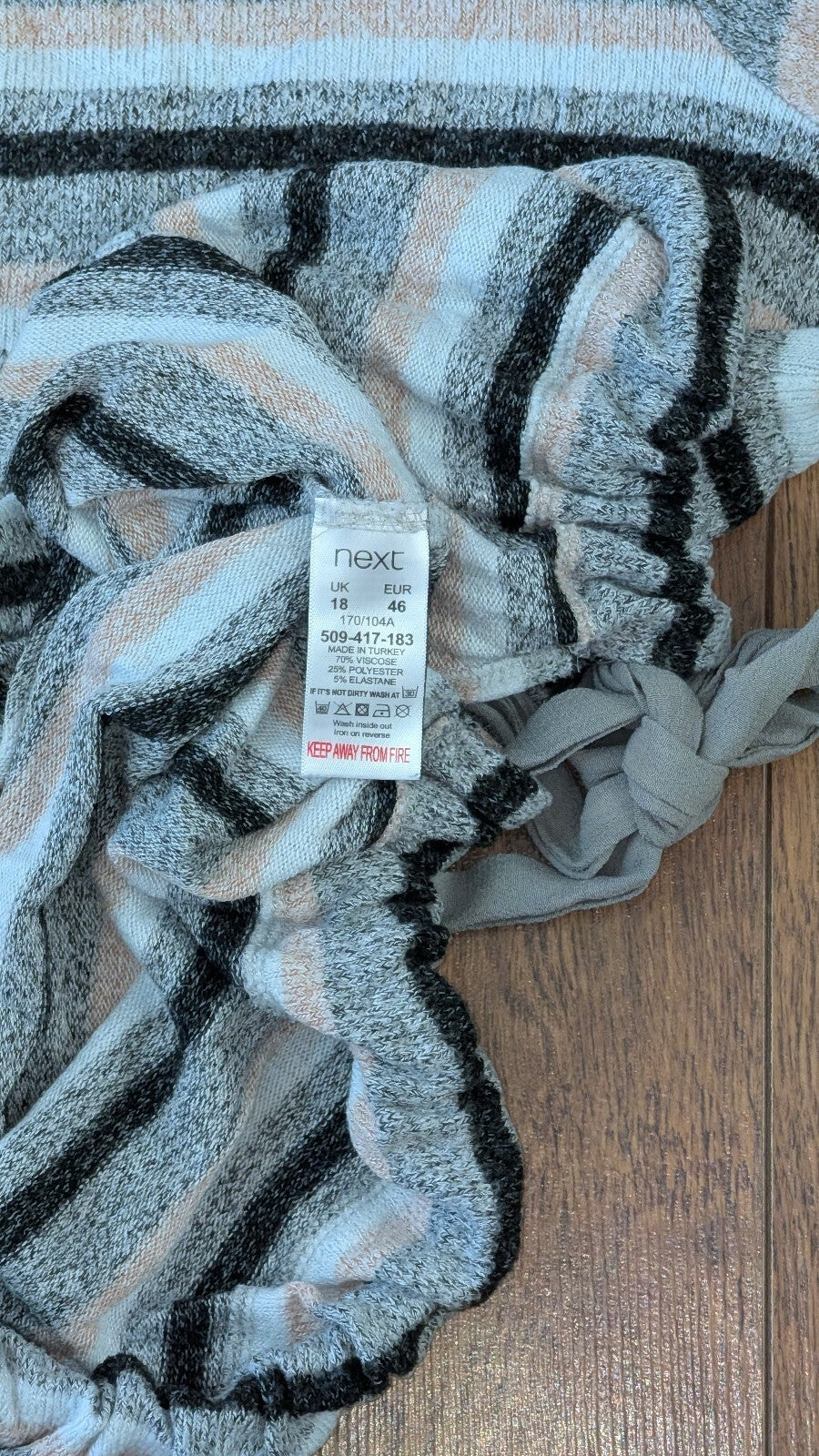 Next Women's Striped Sweatshirt Jumper - Grey - Size 18