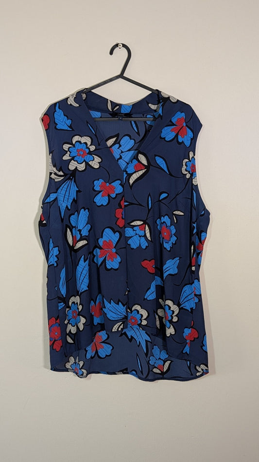 Next Women's Floral Vest Shirt - Navy - Size 18