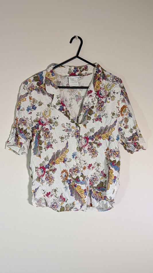 D'Allaird's Women's Floral Shirt - White - Size 10
