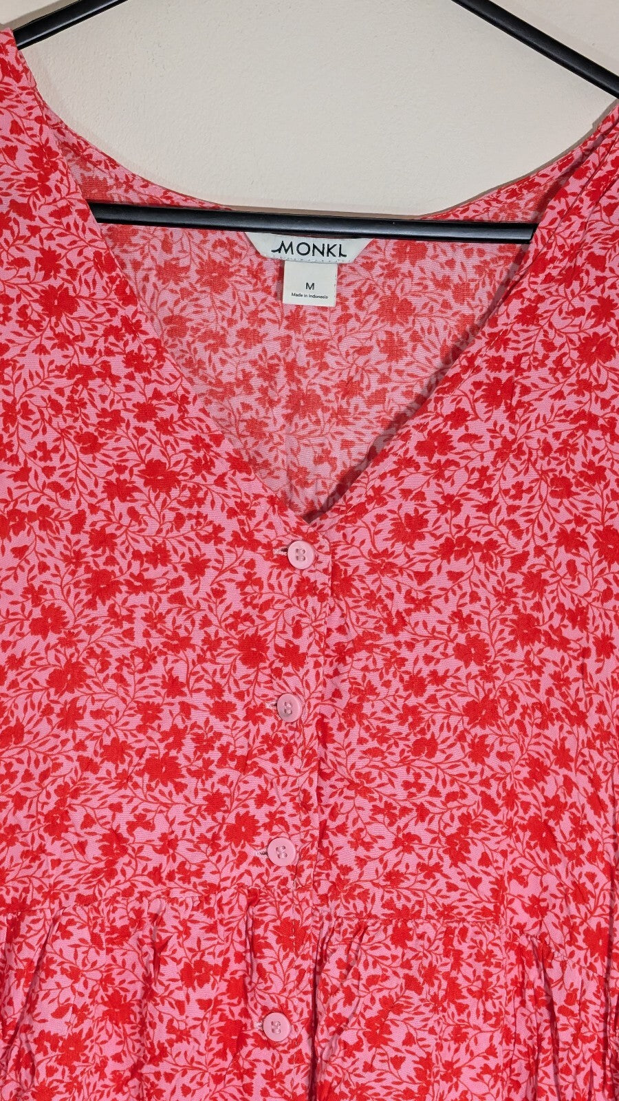MONKL Women's Floral Dress - Red - Size Medium