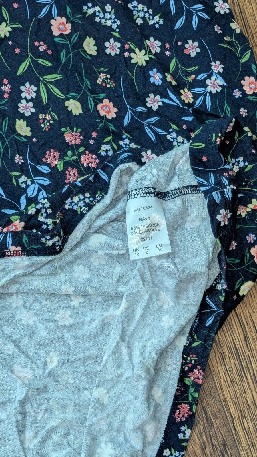 Cotton Traders Women's Floral Dress - Navy - Size 10