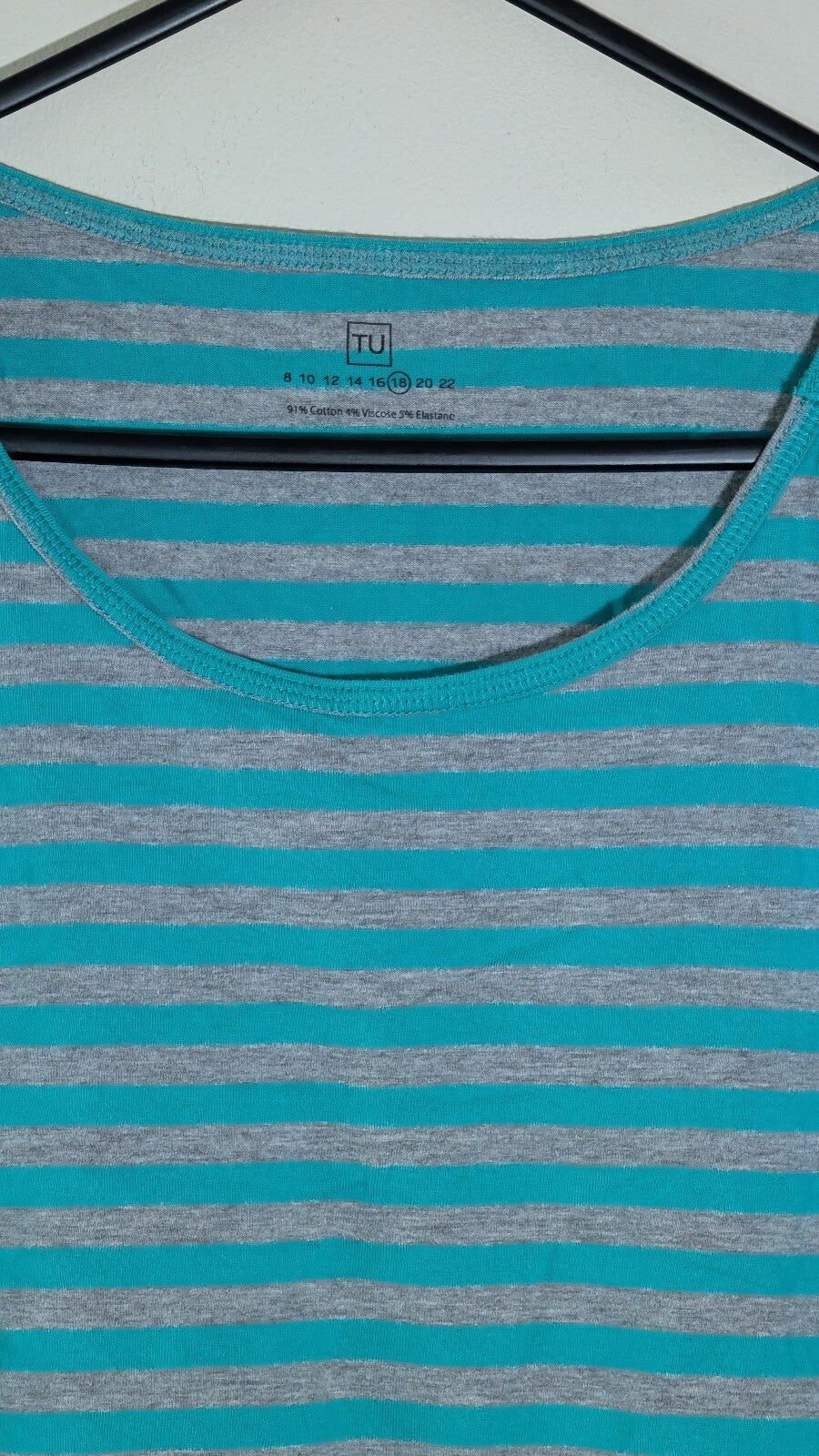 Tu Women's Striped T Shirt - Green - Size 18
