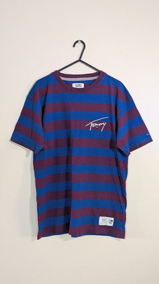 Tommy Hilfiger Men's Striped T Shirt - Blue - Size XS