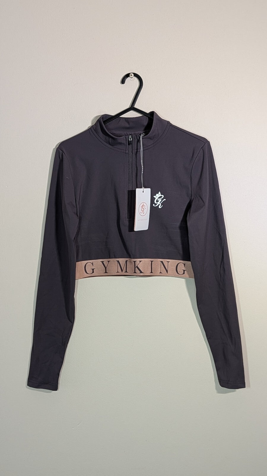 Gym King Women's 1/4 Zip Crop Top - Grey - Size 10
