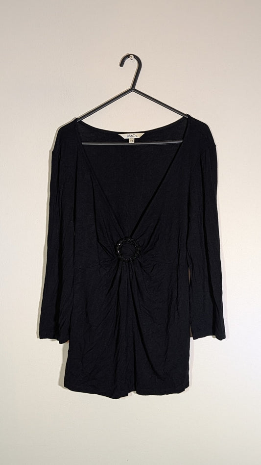 M&Co Women's T Shirt - Black - Size 14