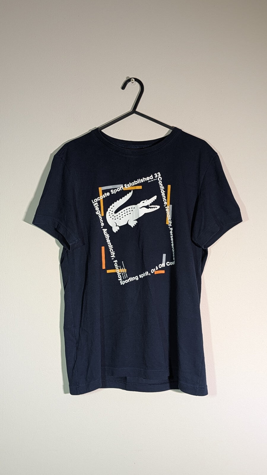 Lacoste Men's T Shirt - Navy - Size 3 / Small