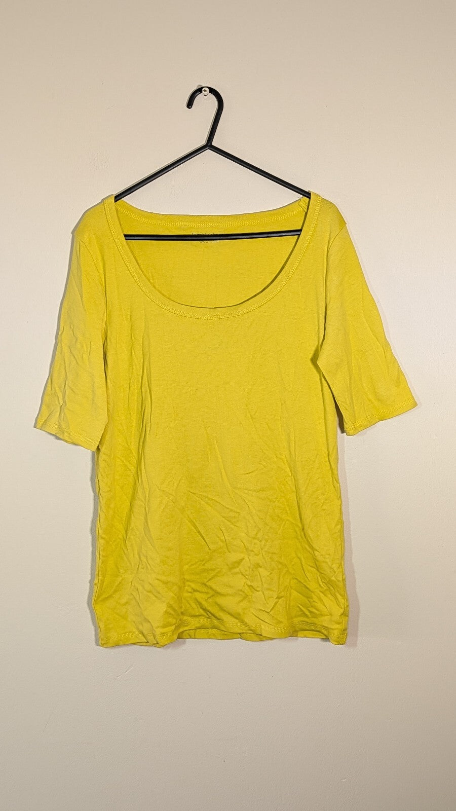 M&S Women's T Shirt - Yellow - Size 14