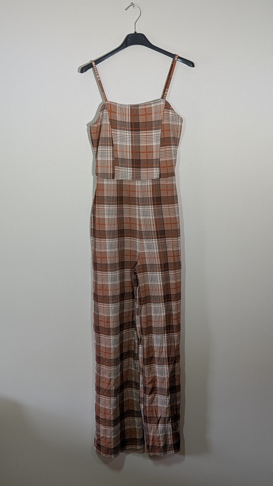 Almost Famous Women's Check Jumpsuit - Brown - Size Medium