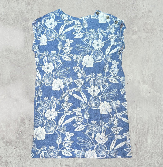 Peacocks Women's Floral Dress - Blue - Size 14