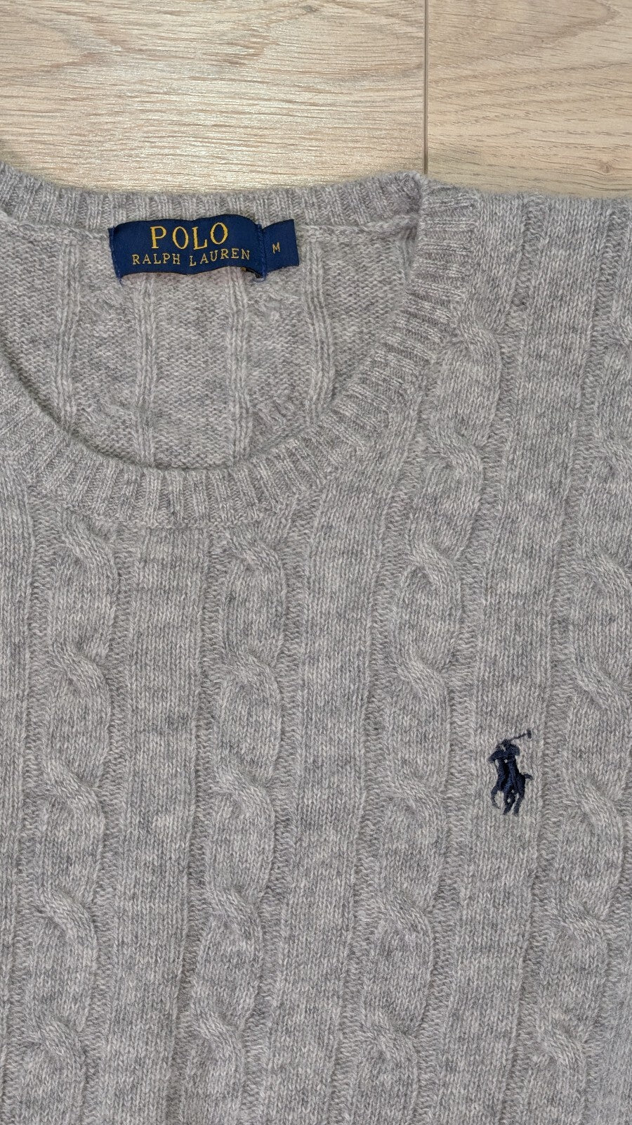 Ralph Lauren Men's Cable Knit Jumper Sweatshirt - Grey - Size Medium