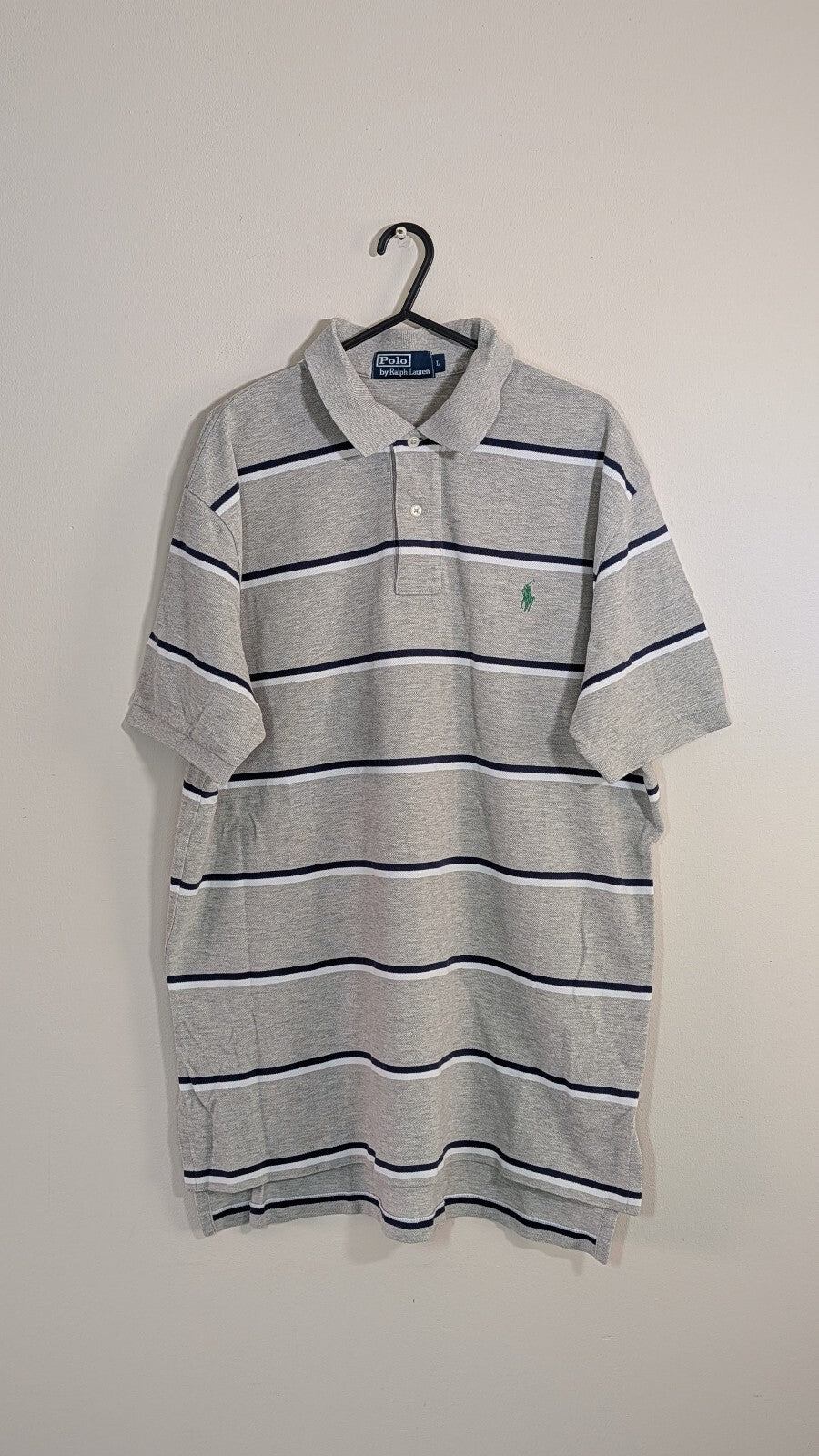 Ralph Lauren Men's Striped Polo T Shirt - Grey - Size Large
