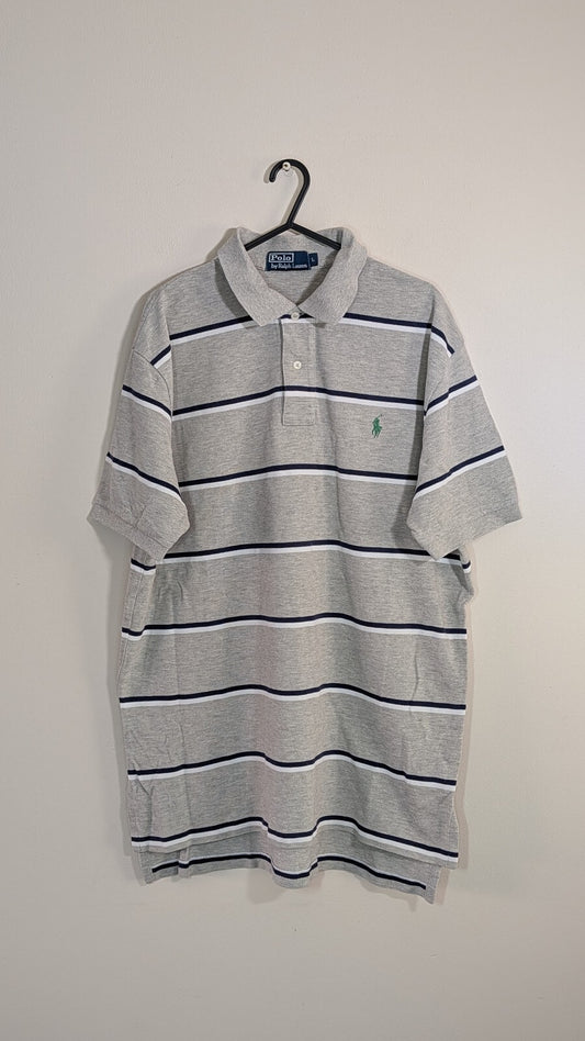 Ralph Lauren Men's Striped Polo T Shirt - Grey - Size Large
