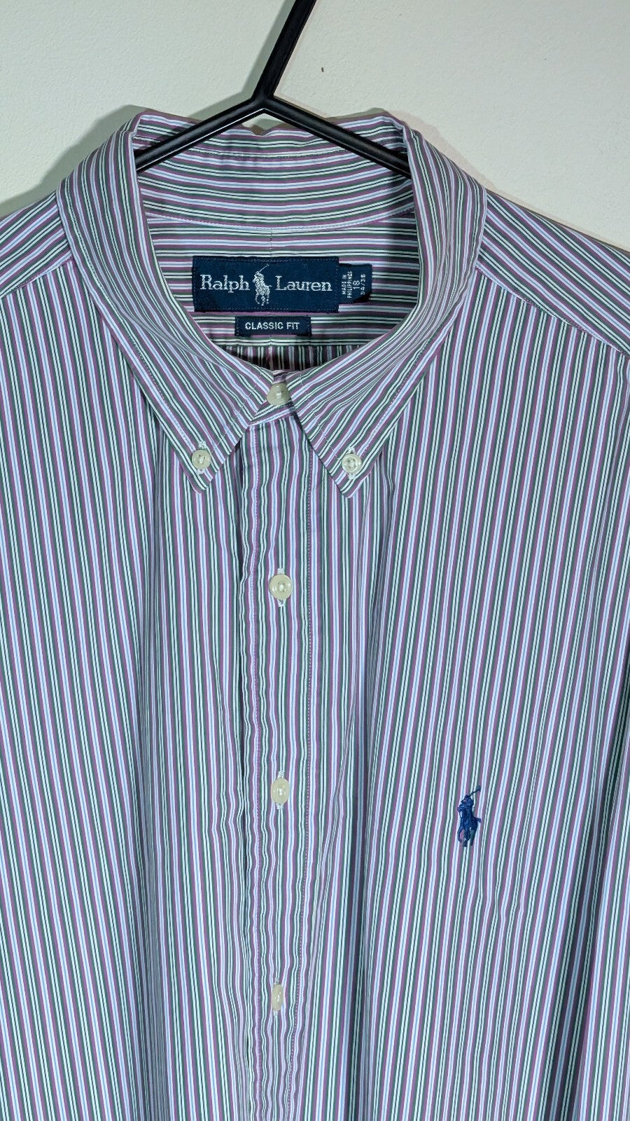 Ralph Lauren Men's Classic Fit Striped Shirt - Purple - Size XXL