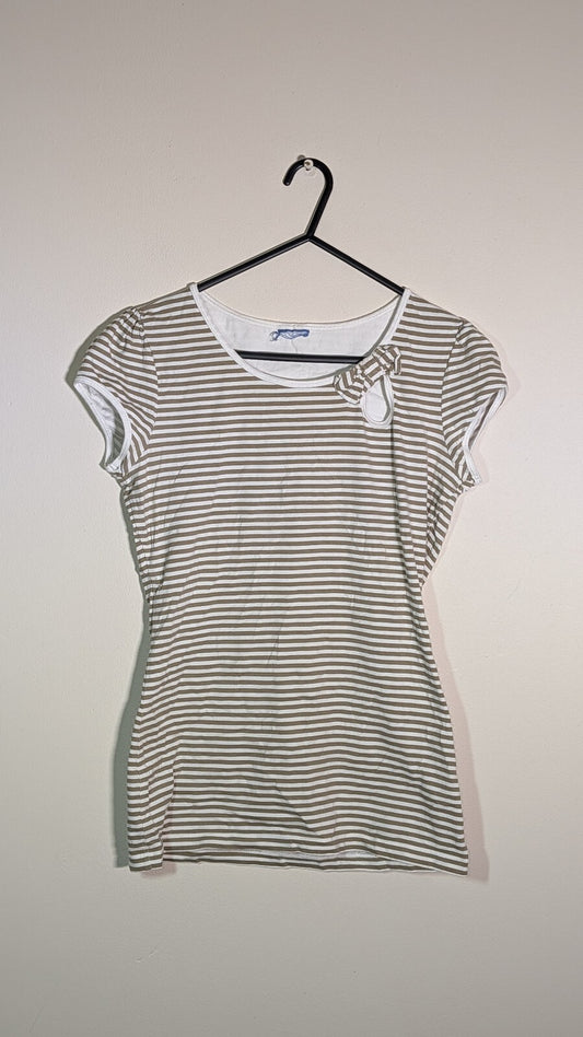 Next Women's Striped T Shirt - Brown - Size 10