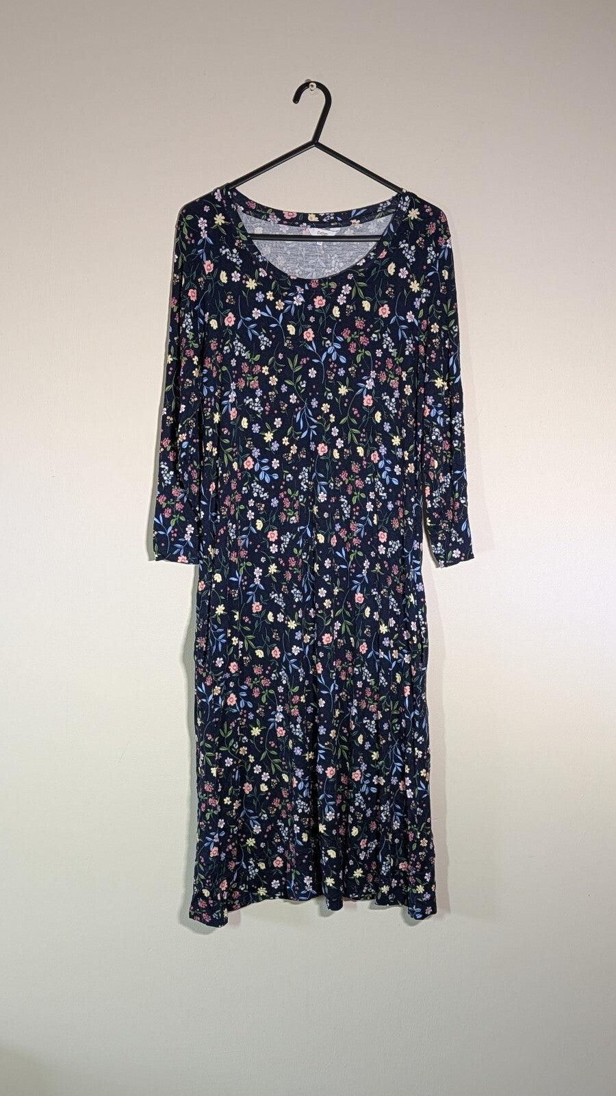 Cotton Traders Women's Floral Dress - Navy - Size 10
