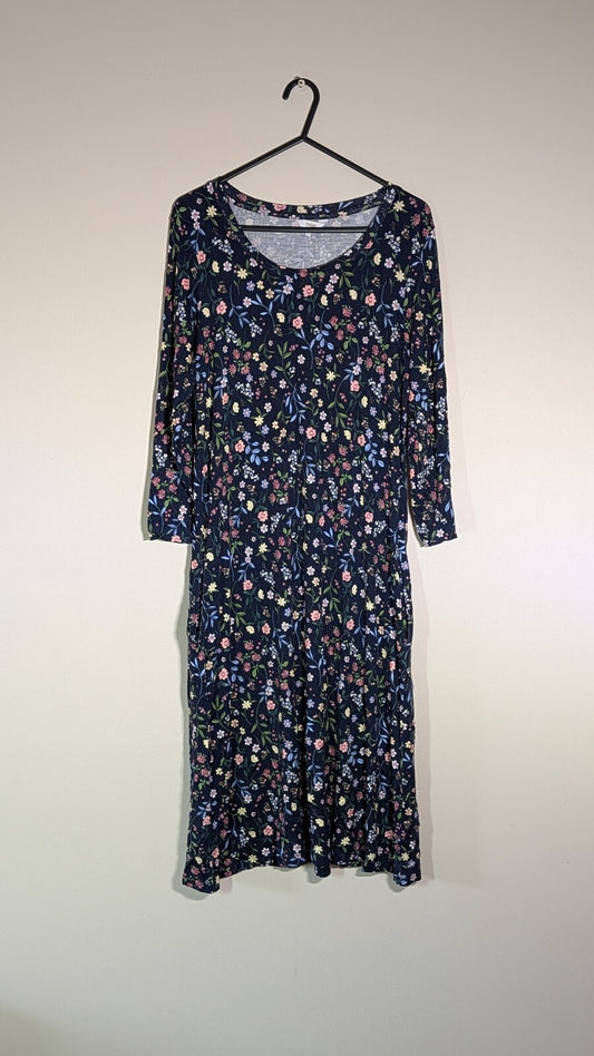 Cotton Traders Women's Floral Dress - Navy - Size 10