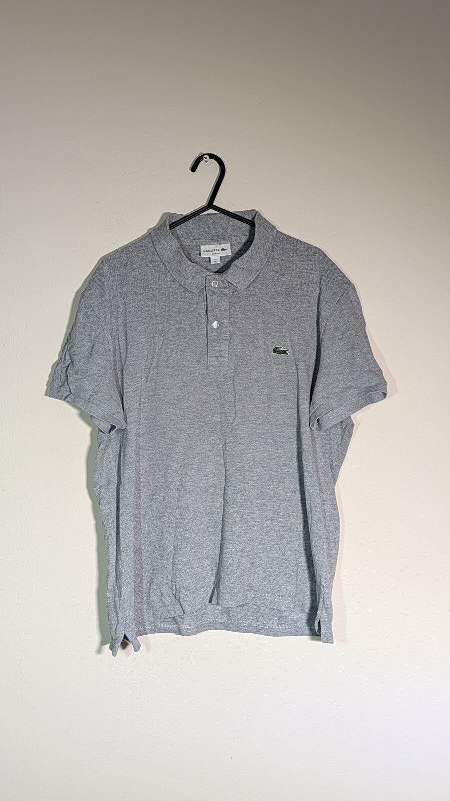 Lacoste Men's Slim Fit Polo T Shirt - Grey - Size 5 / Large