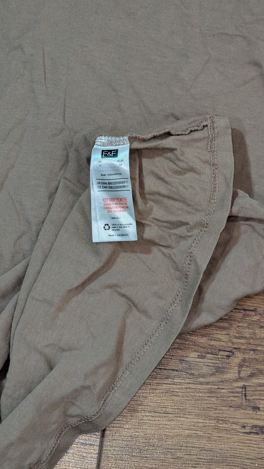 F&F Women's T Shirt - Brown - Size 16
