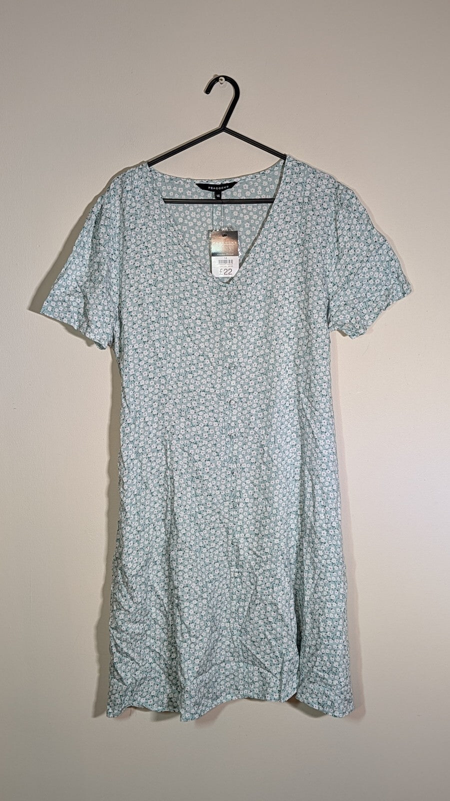 Peacocks Women's Floral Dress - Green - Size 14