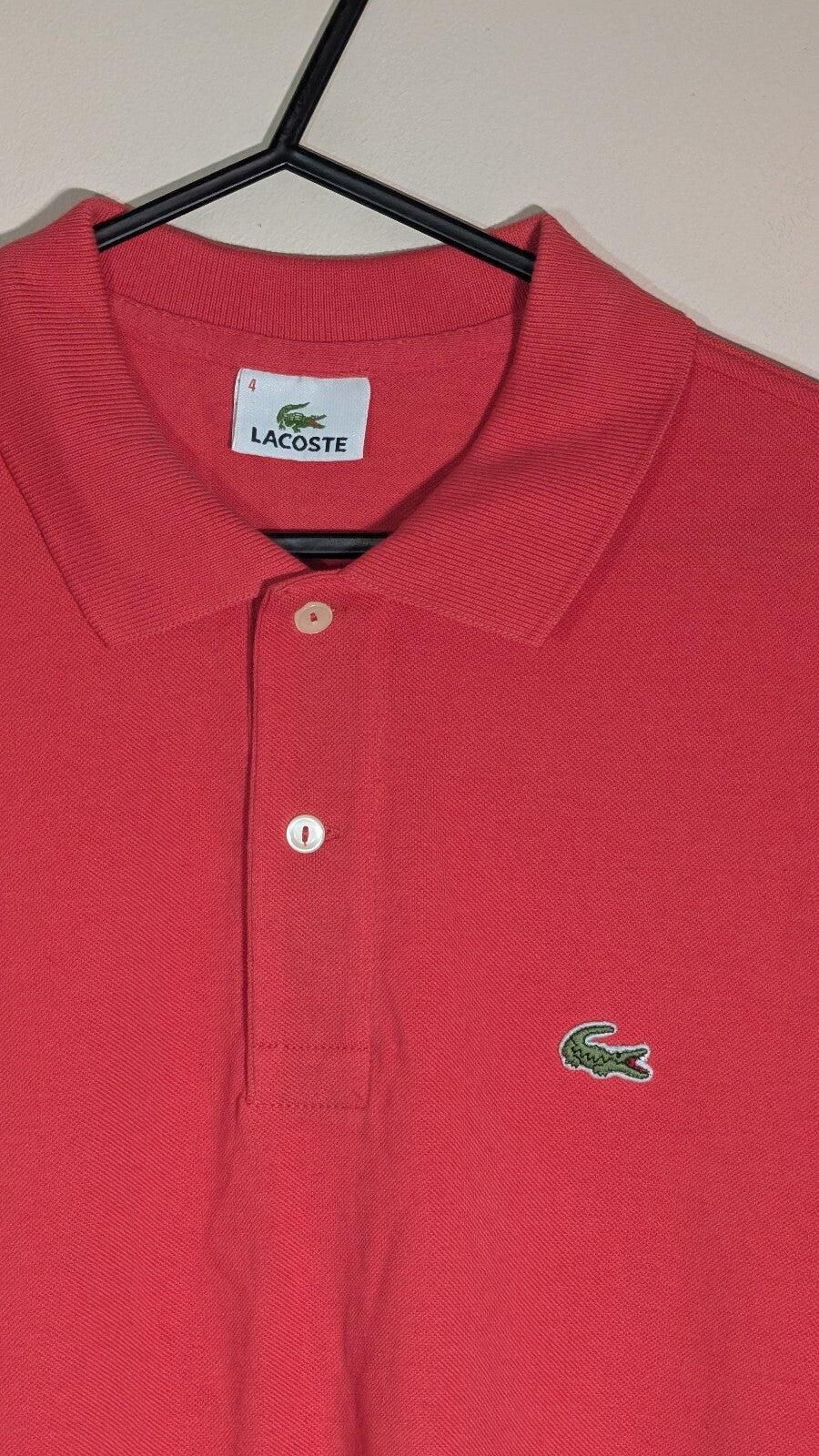 Lacoste Men's Polo T Shirt - Red - Size 4 / Medium