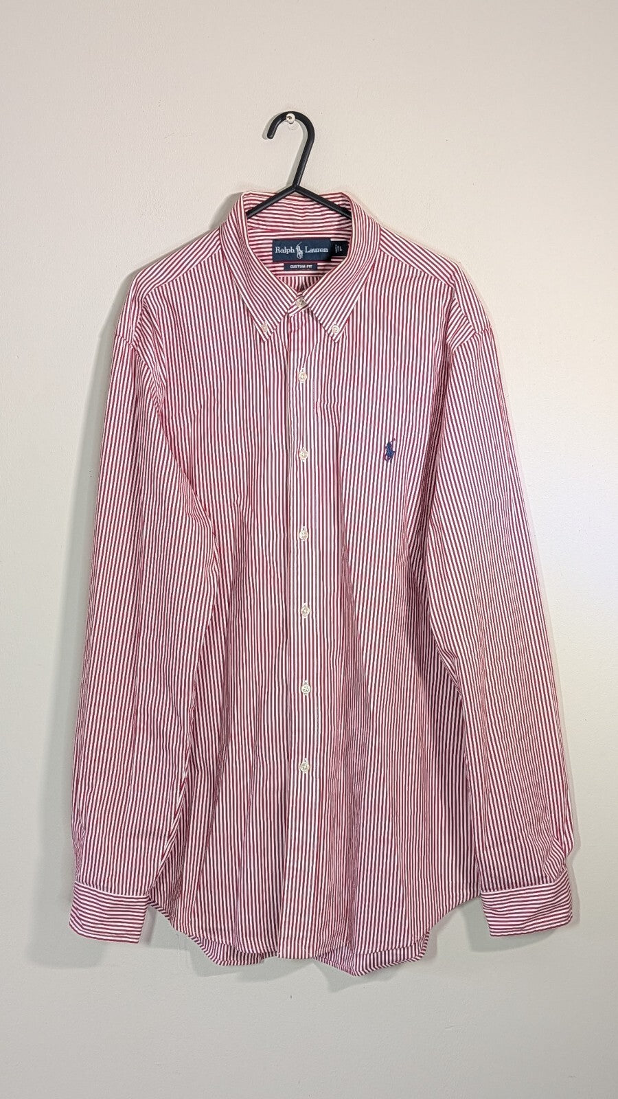 Ralph Lauren Men's Custom Fit Striped Shirt - Red - Size Large
