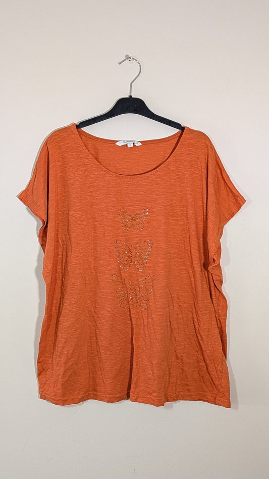 Bonmarche Women's T Shirt - Orange - Size 22