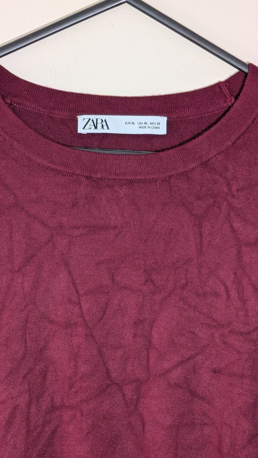 Zara Women's Sweatshirt Jumper - Burgundy - Size XL