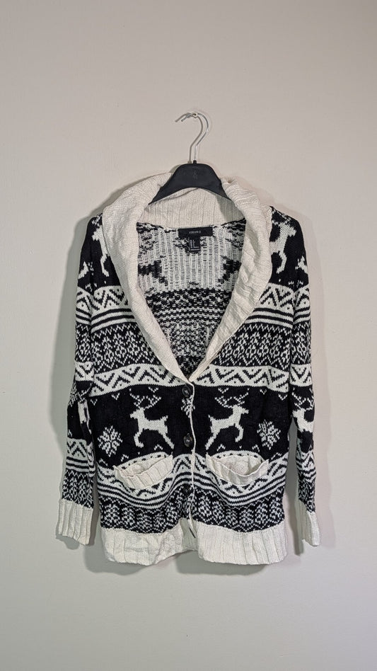 Forever 21 Women's Christmas Cardigan - White - Size Small