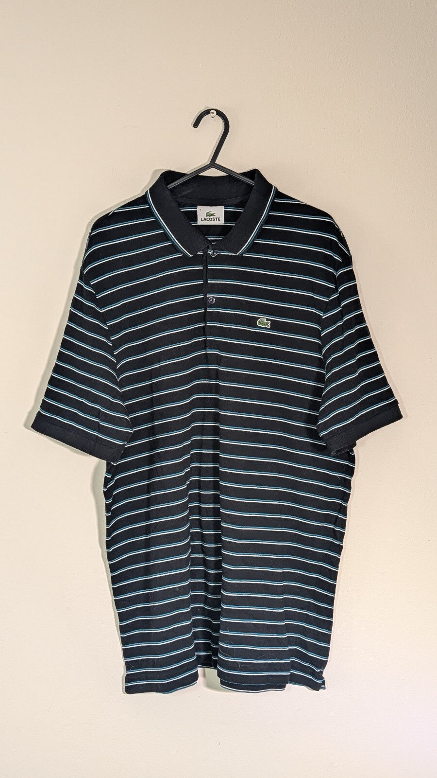 Lacoste Men's Striped Polo T Shirt - Black - Size 7 / XXL