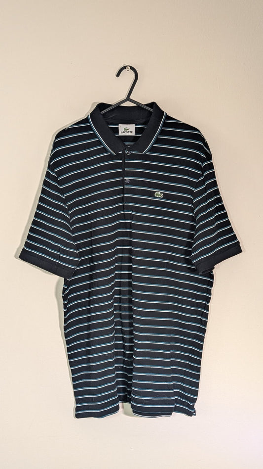 Lacoste Men's Striped Polo T Shirt - Black - Size 7 / XXL