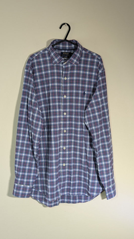 Ralph Lauren Men's Performance Check Shirt - Blue - Size Large