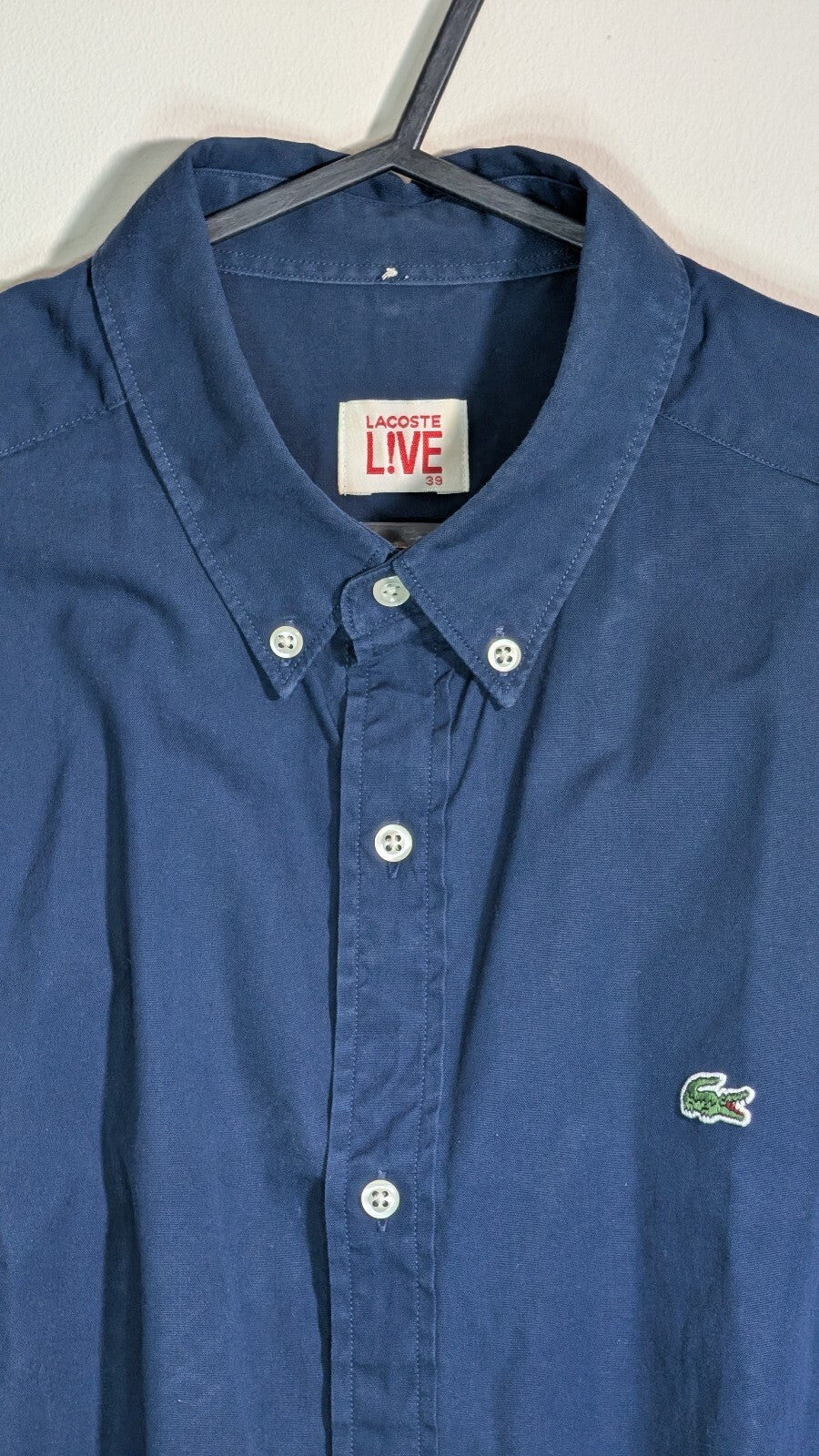 Lacoste Men's Shirt - Navy - Size 39 / Small