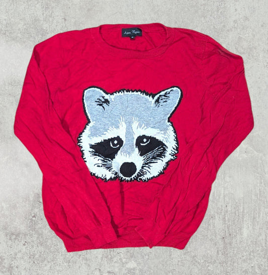 Alcea Rosea Women's Racoon Sweatshirt Jumper - Red - Size Medium