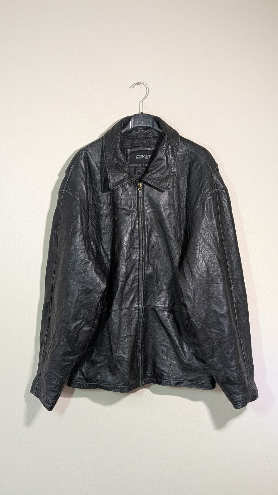 Comet Men's Leather Jacket - Black - Size XL