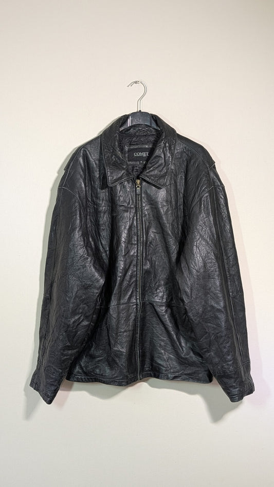 Comet Men's Leather Jacket - Black - Size XL