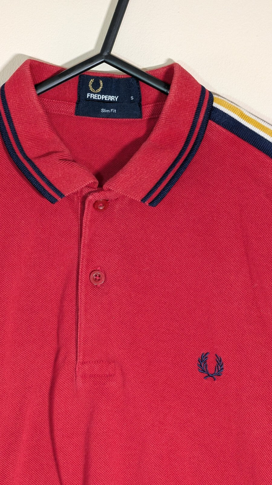 Fred Perry Men's Slim Fit Polo T Shirt - Red - Size Small