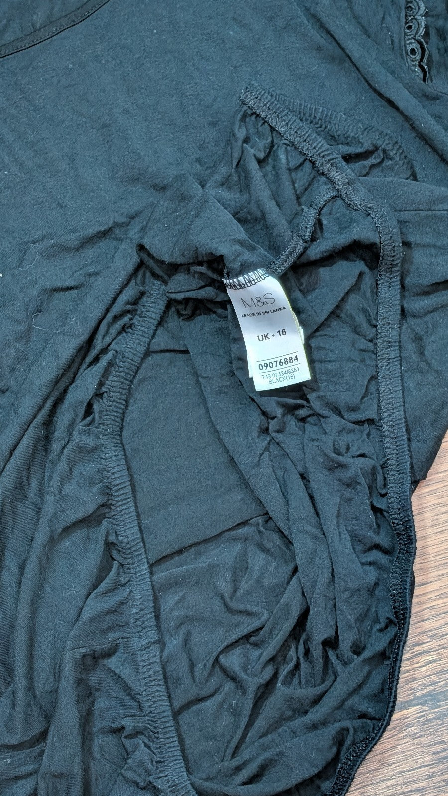 M&S Women's T Shirt - Black - Size 16