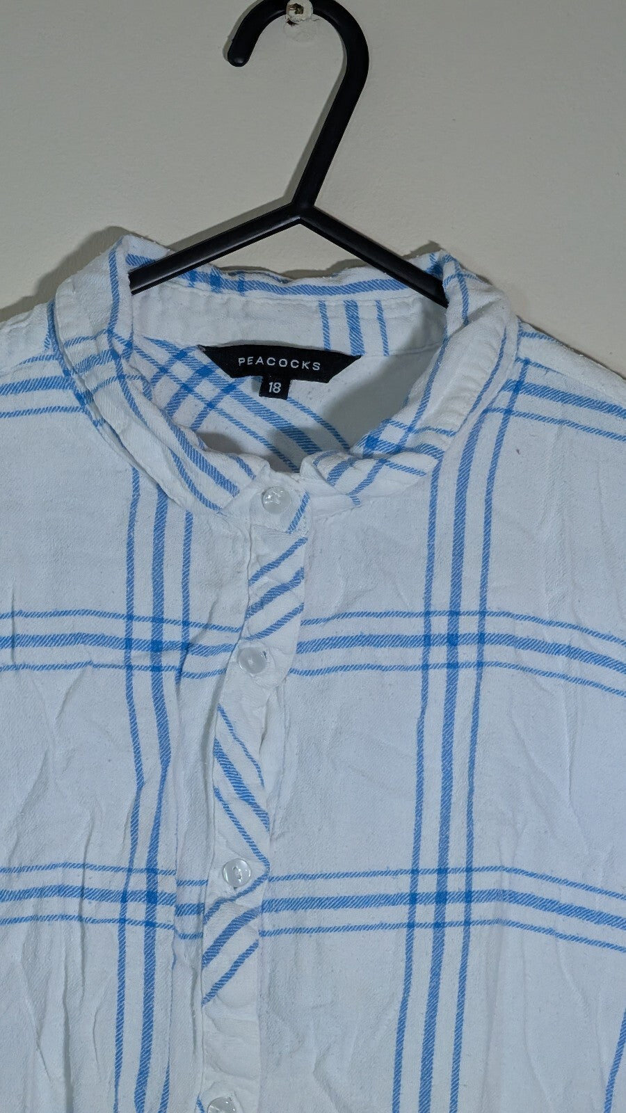 Peacocks Women's Check Shirt - White - Size 18