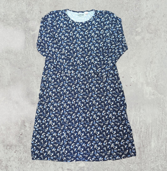 Lands End Women's Floral Dress - Navy - Size Medium
