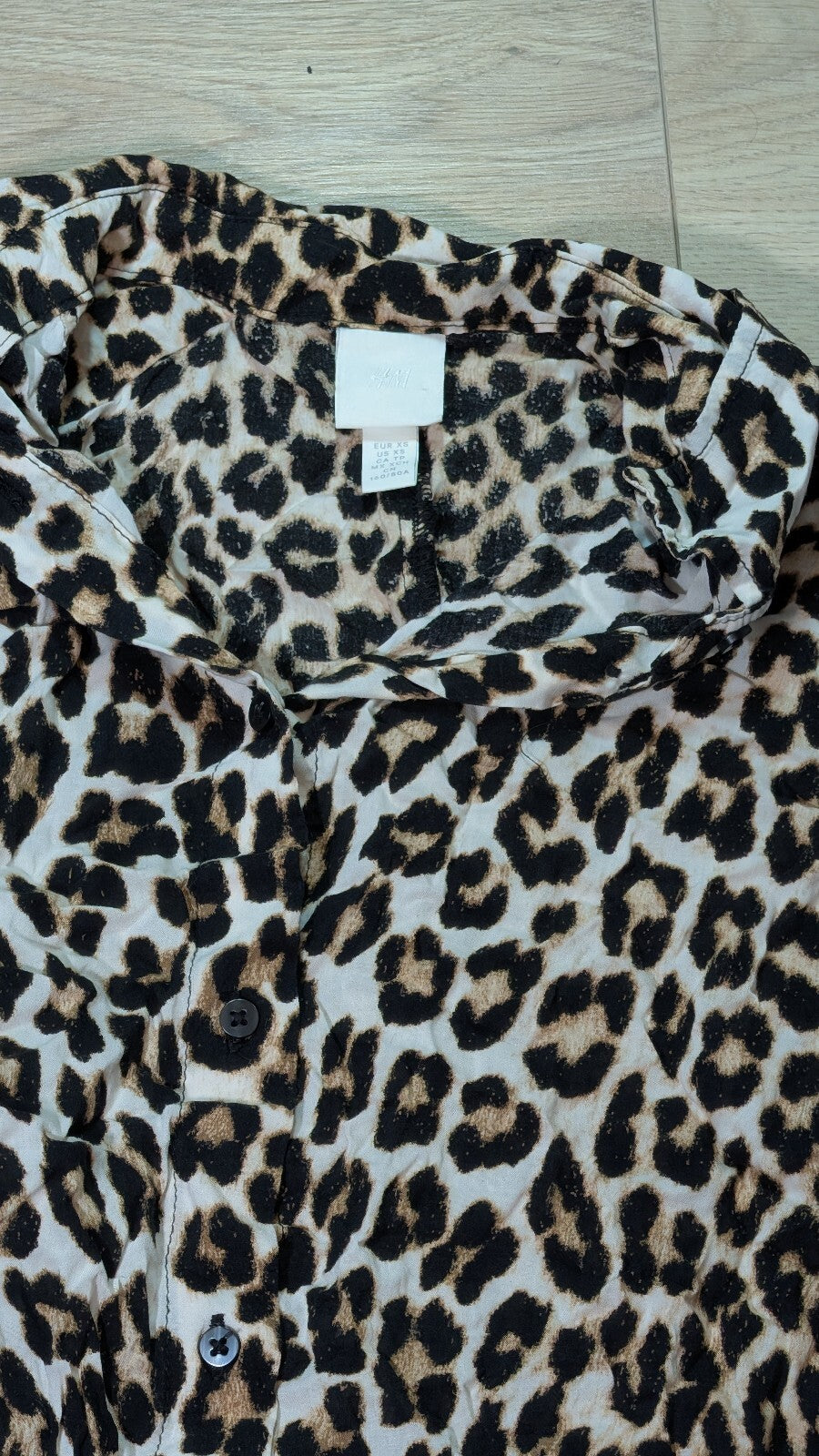 H&M Women's Leopard Print Shirt Dress - Black - Size XS