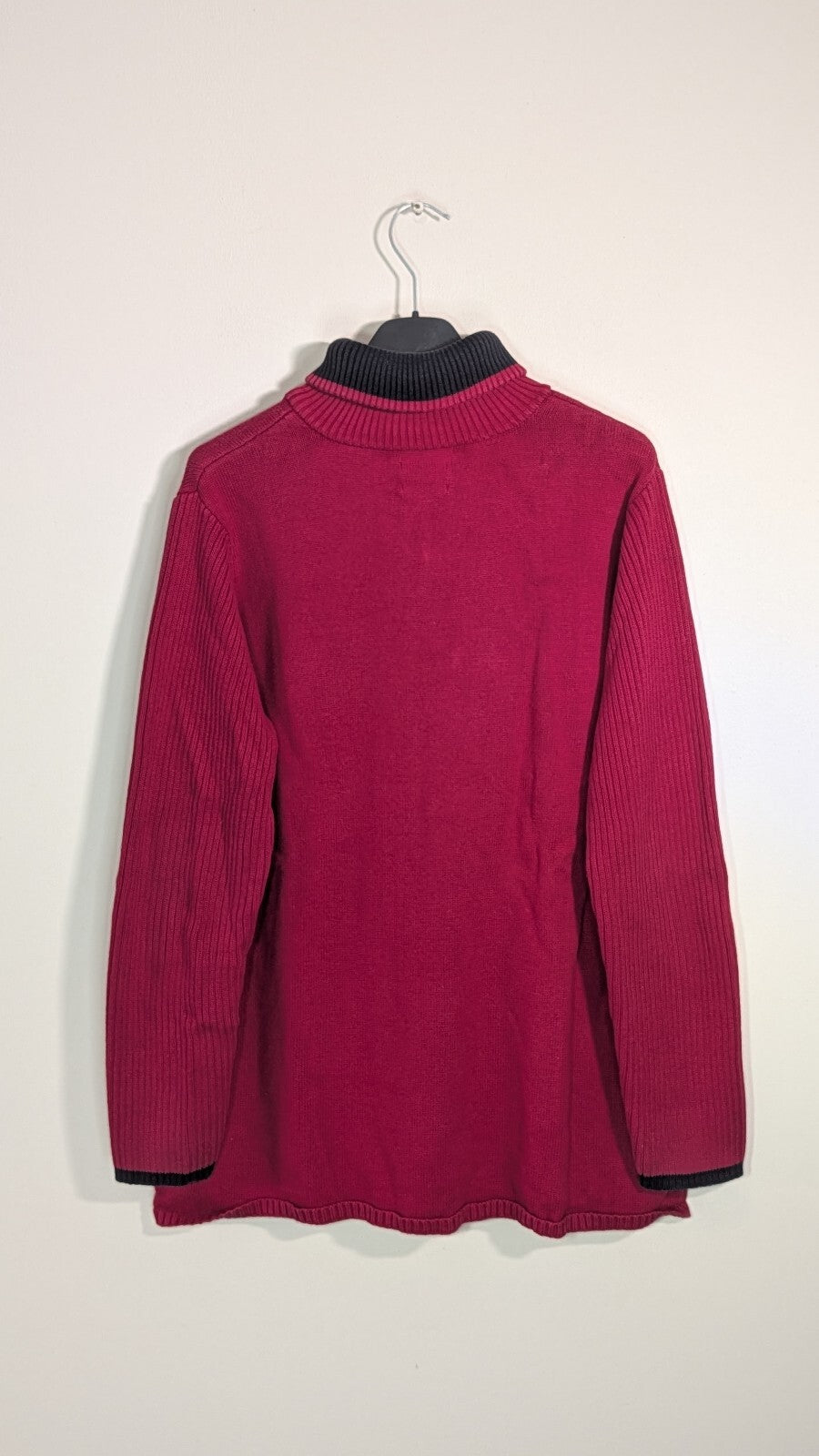 Tommy Hilfiger Men's 1/4 Zip Jumper - Red - Size Large